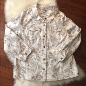 New liz & me white denim paisley print jacket 0x